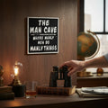Man Cave Cast Iron Aluminium Sign Square Plaque Wall Door Gate 20cm