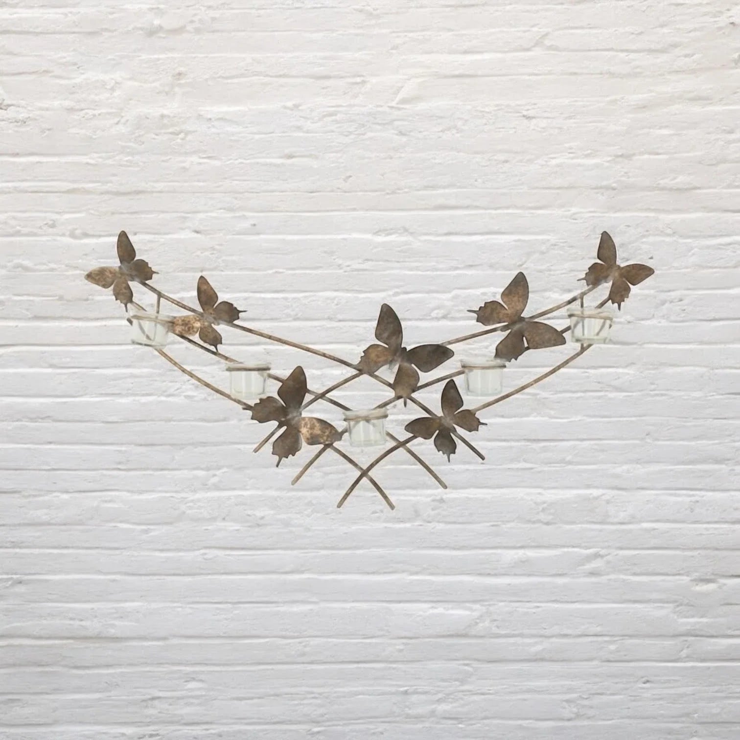 Butterfly Candle Holder Gold Wall Mounted Metal Home Art Deco Gift 79cm